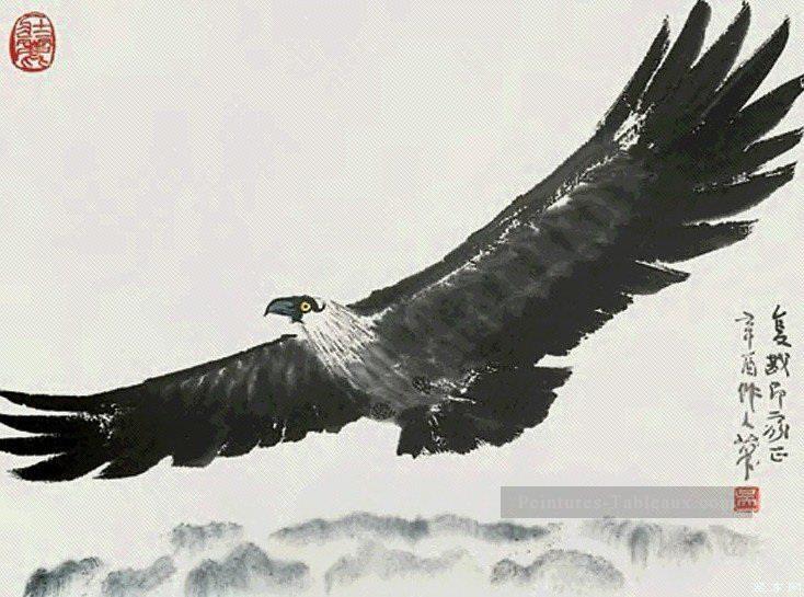 Wu Zuoren un aigle vieille Chine à l’encre Peintures à l'huile